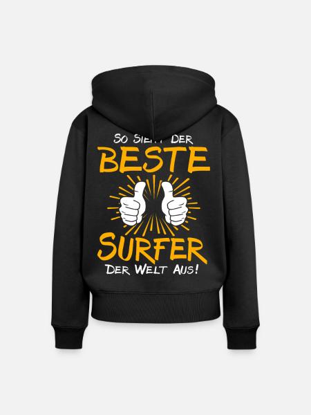 Surfer Geschenkidee - Frauen Premium Bio Zip Hoodie - Schwarz