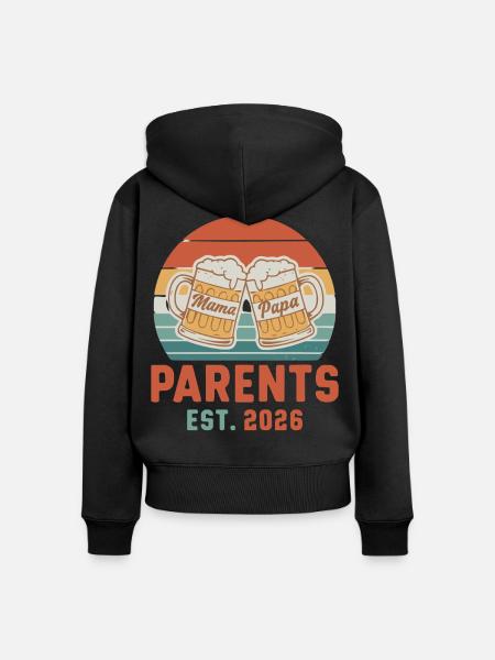 Eltern 2026 Mama Papa - Frauen Premium Bio Zip Hoodie - Schwarz