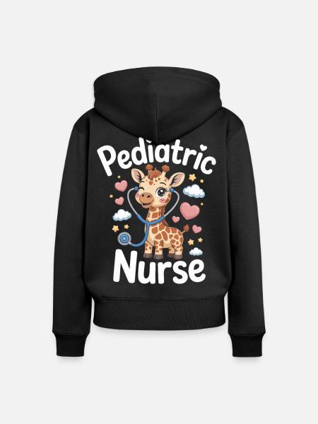 Pädiatrische Giraffenpflegerin - Frauen Premium Bio Zip Hoodie - Schwarz