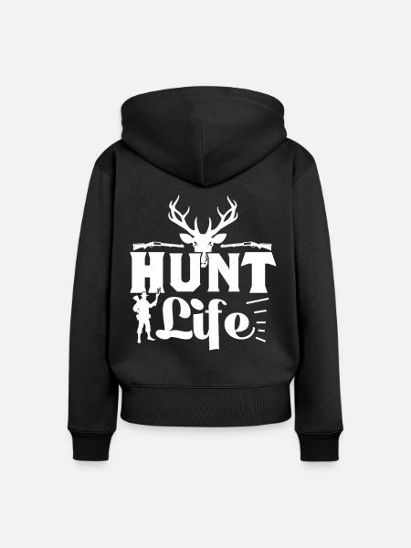 Hunt Life - Frauen Premium Bio Zip Hoodie - Schwarz