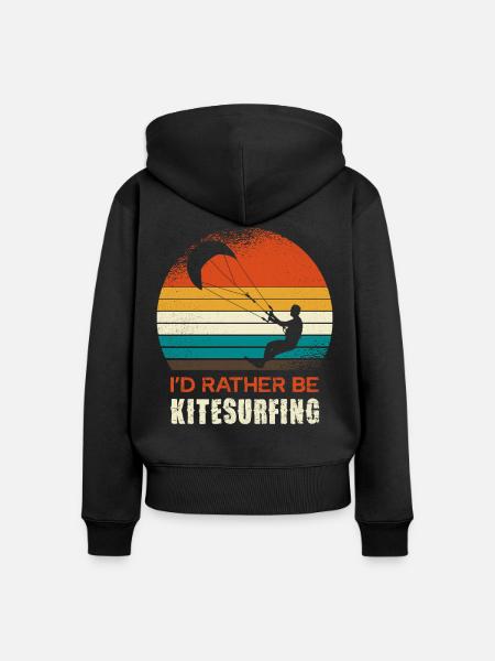 Kitesurfing Retro Circle Design - Frauen Premium Bio Zip Hoodie - Schwarz