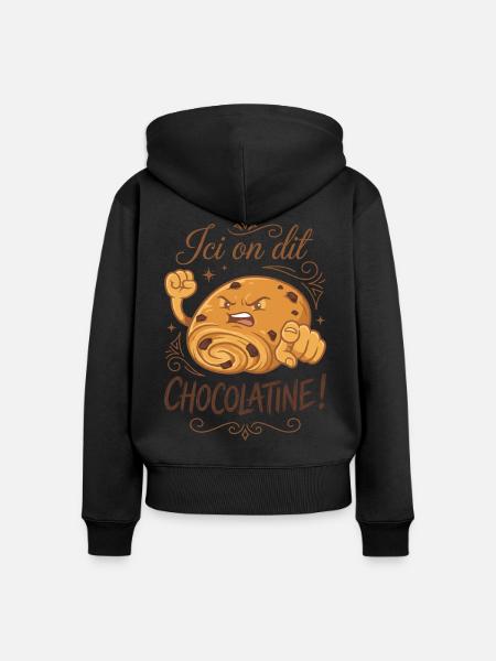 Hier sagen wir Chocolatine! - Frauen Premium Bio Zip Hoodie - Schwarz
