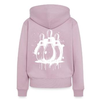 Bowling - Frauen Premium Bio Zip Hoodie - Altrosa - Hinten - Julia (174cm)