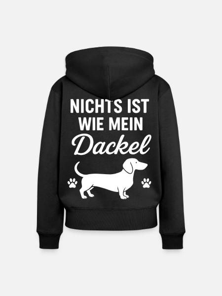 Dackel Spruch Liebe - Frauen Premium Bio Zip Hoodie - Schwarz