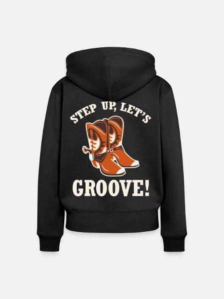 Step Up Boots Groove - Frauen Premium Bio Zip Hoodie - Schwarz