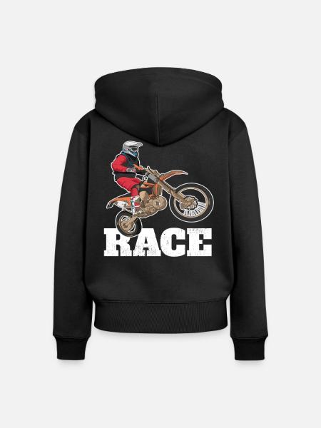 Dirtbike-Rennen - Frauen Premium Bio Zip Hoodie - Schwarz