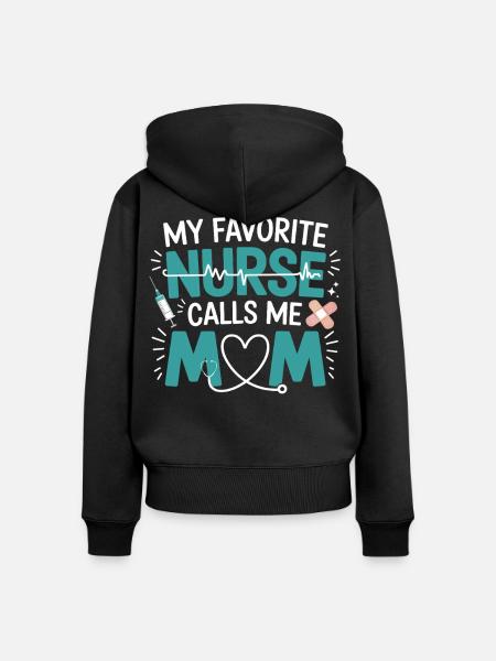 Krankenschwester Mama Herz Design - Frauen Premium Bio Zip Hoodie - Schwarz