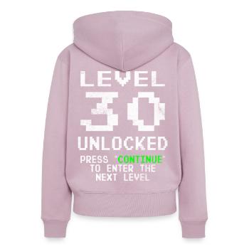 Level 30 unlocked - Frauen Premium Bio Zip Hoodie - Altrosa - Hinten - Julia (174cm)