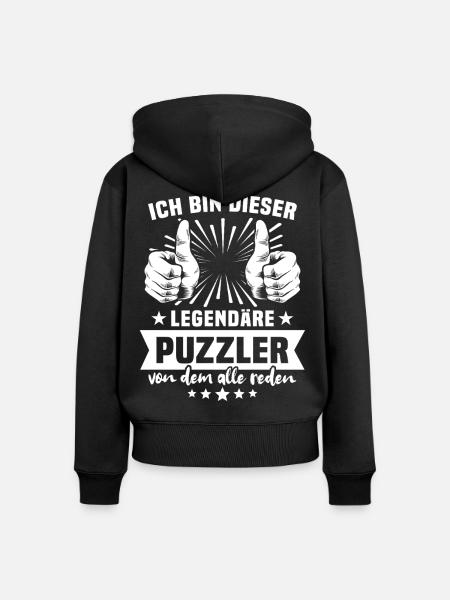Puzzler Legende - Frauen Premium Bio Zip Hoodie - Schwarz