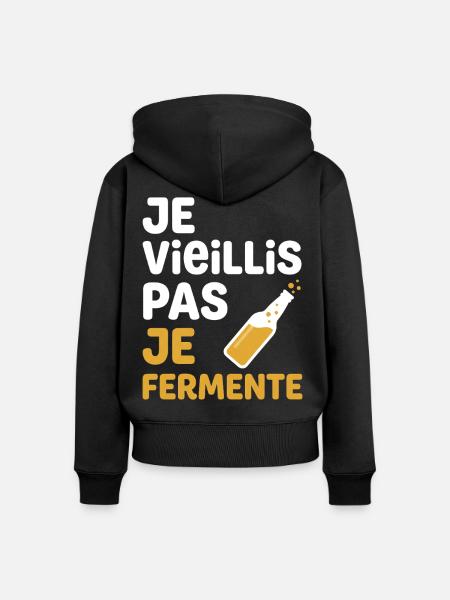 Ich altere nicht, ich gäre - Frauen Premium Bio Zip Hoodie - Schwarz