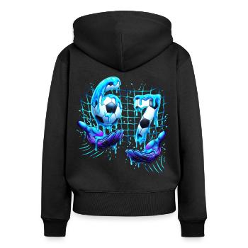 Soccer 67 Funny Six Seven Hands meme - Frauen Premium Bio Zip Hoodie - Schwarz - Hinten - Julia (174cm)
