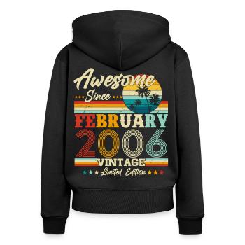 Vintage Februar 2006 Jahrgang Retro Geburtstag - Frauen Premium Bio Zip Hoodie - Schwarz - Hinten - Julia (174cm)