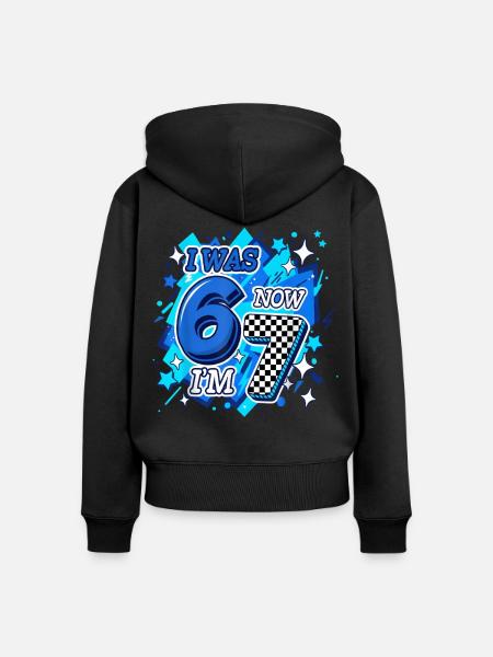 Six Seven Blue Checkered 67 - Frauen Premium Bio Zip Hoodie - Schwarz