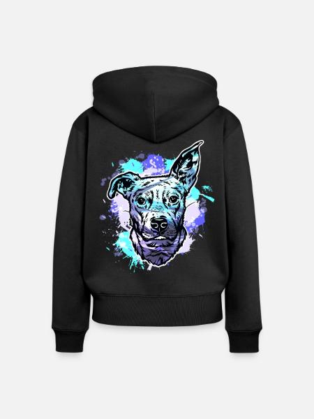 Beagle bull cross - Frauen Premium Bio Zip Hoodie - Schwarz