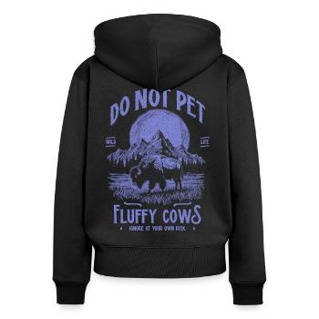 Les bisons vintage ne caressent pas les vaches duveteuses Bizons drôles - Sweat à capuche zippé Premium bio Femme - noir - Dos - Julia (174cm)