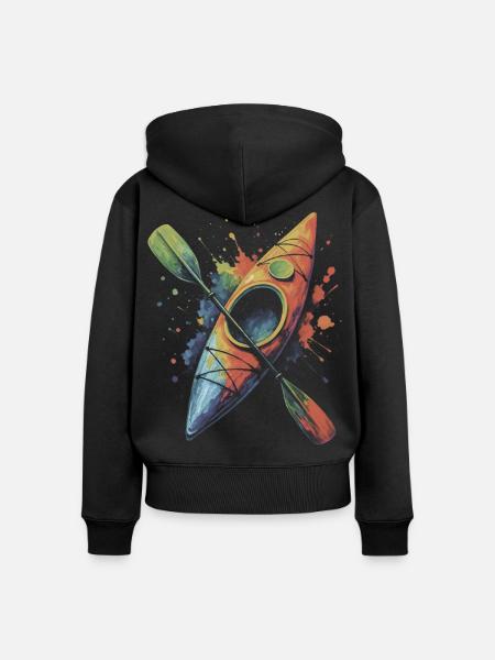 Buntes Kajakfahren – Wassersport Spritzkunst - Frauen Premium Bio Zip Hoodie - Schwarz