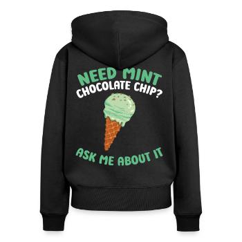 Frische Sahne-Waffelkegel italienische Minze - Frauen Premium Bio Zip Hoodie - Schwarz - Hinten - Julia (174cm)