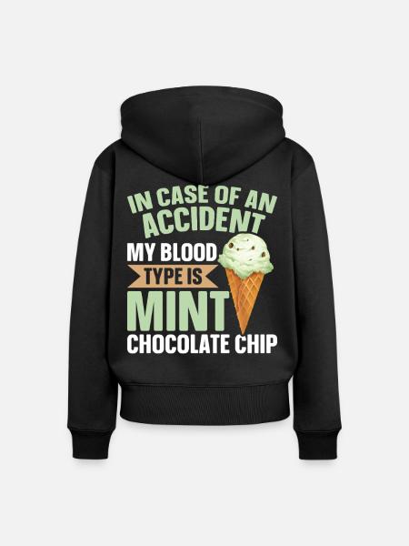 Minz-Schokoladen-Chip-Geschmack Waffelkegel Minze - Frauen Premium Bio Zip Hoodie - Schwarz
