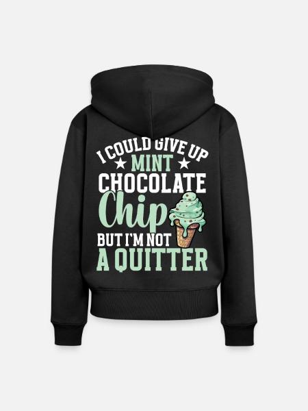 Minz-Schokoladen-Chip-Kugel-Sahne-Geschmack Minze - Frauen Premium Bio Zip Hoodie - Schwarz