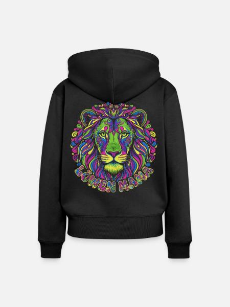 Löwen Mama Mandala Psychedelisch - Frauen Premium Bio Zip Hoodie - Schwarz