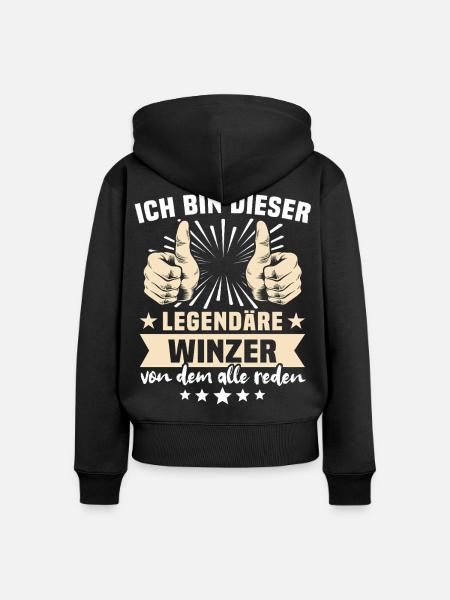 Winzer Sprüche - Frauen Premium Bio Zip Hoodie - Schwarz