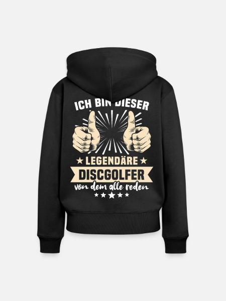Discgolfer Sprüche - Frauen Premium Bio Zip Hoodie - Schwarz