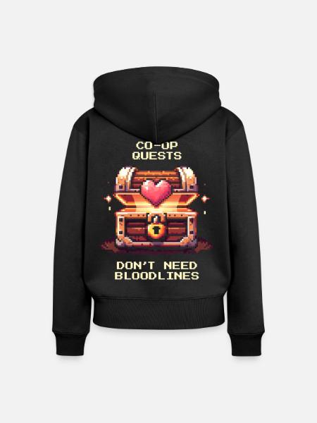 Co-Op-Quests ohne Blutlinie | Patchworkfamilie - Frauen Premium Bio Zip Hoodie - Schwarz