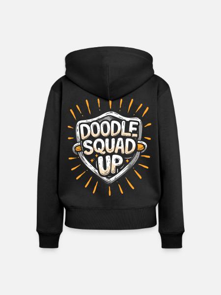 Doodle Squad Up Kritzeln Zeichnung - Frauen Premium Bio Zip Hoodie - Schwarz