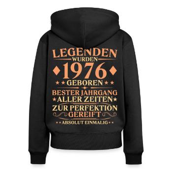 50. Geburtstag Einmalig 1976 Jahrgang geboren - Frauen Premium Bio Zip Hoodie - Schwarz - Hinten - Julia (174cm)