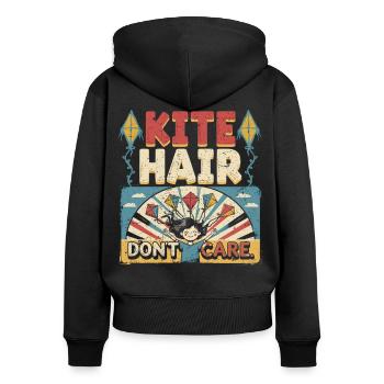 Drachen Drachensteigen - Frauen Premium Bio Zip Hoodie - Schwarz - Hinten - Julia (174cm)