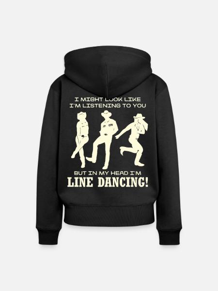 Line Dancing Silhouette Humor - Frauen Premium Bio Zip Hoodie - Schwarz