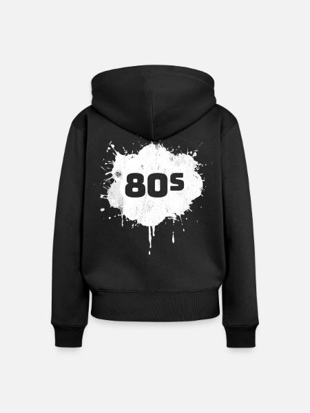 80er - Frauen Premium Bio Zip Hoodie - Schwarz