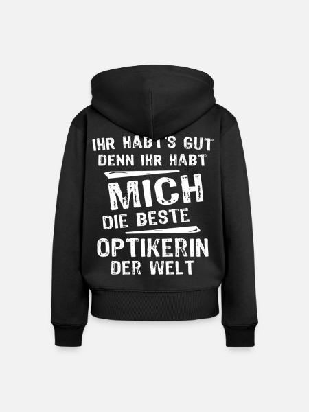 Optikerin - Frauen Premium Bio Zip Hoodie - Schwarz