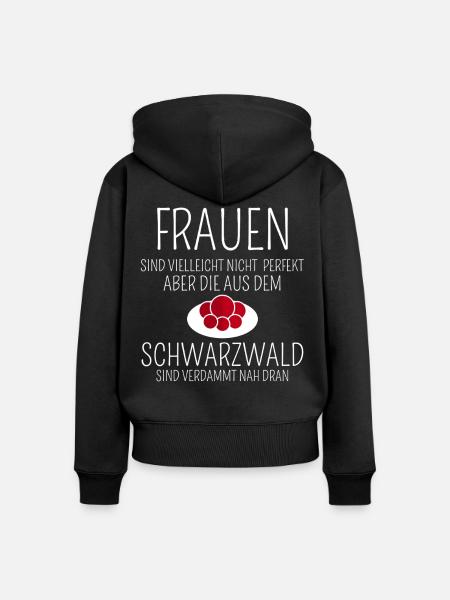 Schwarzwaldmädel Bollenhut Schwarzwald Grunge - Frauen Premium Bio Zip Hoodie - Schwarz