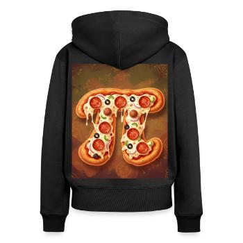 Pi Shape Pizza - Frauen Premium Bio Zip Hoodie - Schwarz - Hinten - Julia (174cm)