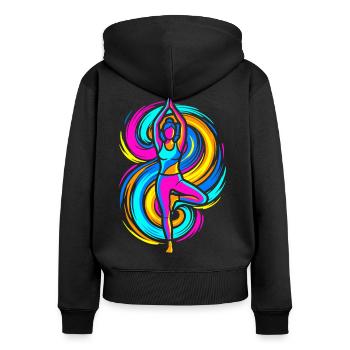 Yoga Pose - Women's Premium Organic Zip Hoodie - black - Back - Julia (174cm)