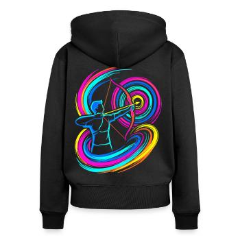 Bogenschießen - Frauen Premium Bio Zip Hoodie - Schwarz - Hinten - Julia (174cm)