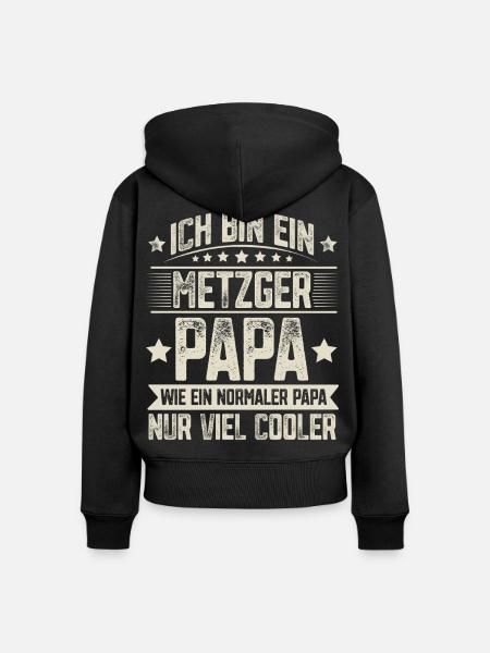 Metzger Papa - Frauen Premium Bio Zip Hoodie - Schwarz