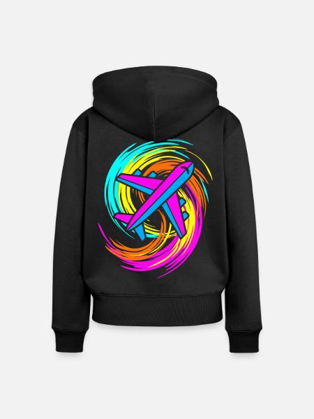 Flugzeug - Frauen Premium Bio Zip Hoodie - Schwarz