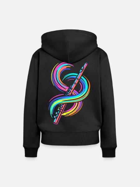 Bunte Flöte - Frauen Premium Bio Zip Hoodie - Schwarz
