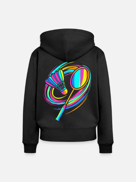 Badmintonschläger - Frauen Premium Bio Zip Hoodie - Schwarz