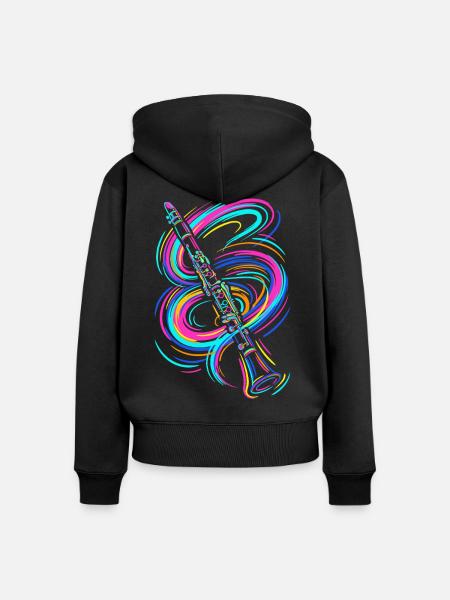 Bunte Klarinette - Frauen Premium Bio Zip Hoodie - Schwarz