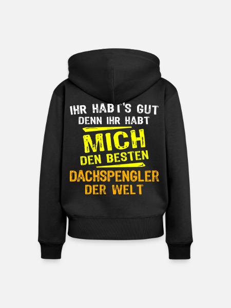 Dachspengler Geschenk - Frauen Premium Bio Zip Hoodie - Schwarz