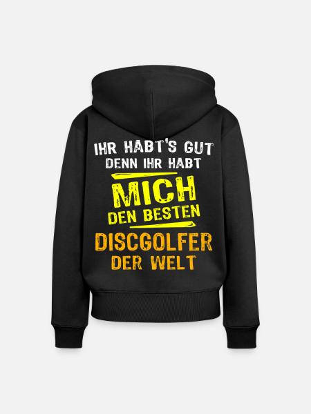 Discgolfer Geschenk - Frauen Premium Bio Zip Hoodie - Schwarz