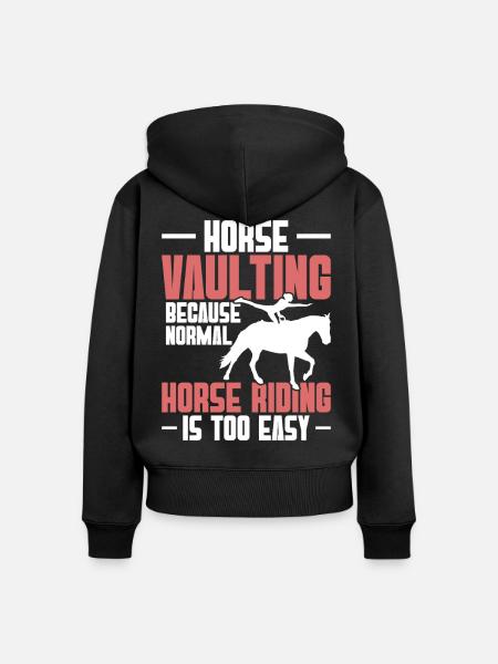 Pferdesprung Mädchen Pferdegymnastik Lungenpferd - Frauen Premium Bio Zip Hoodie - Schwarz