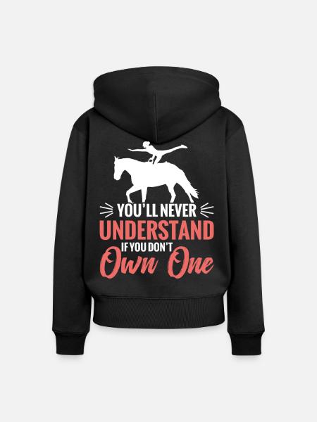 Pferdespringer, Reitpferd, Pferdeliebhaber, Pferd - Frauen Premium Bio Zip Hoodie - Schwarz