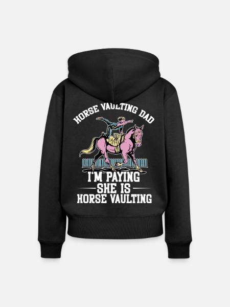 Pferdesprung Turnen Reitpferd - Frauen Premium Bio Zip Hoodie - Schwarz