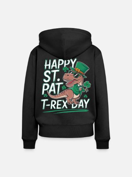 T-Rex zum St. Patrick's Day - Frauen Premium Bio Zip Hoodie - Schwarz