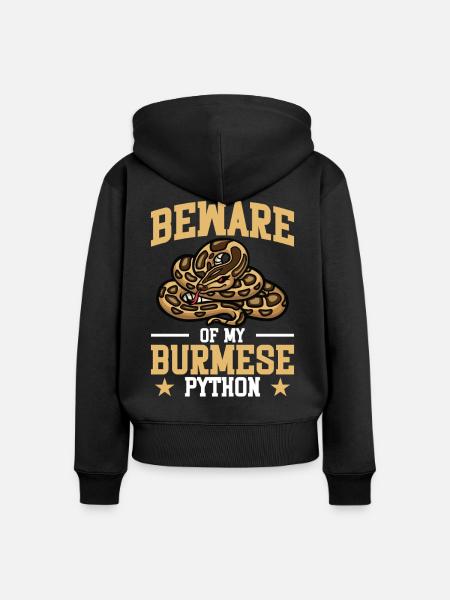 Burmesischer Python-Plüschschlangenliebhaber Reptilien-Burmeser - Frauen Premium Bio Zip Hoodie - Schwarz