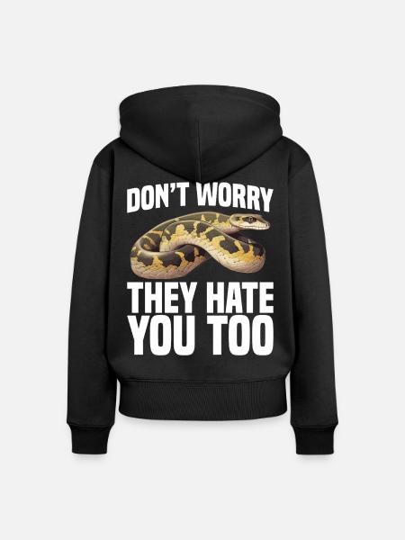 Python-Besitzer Schlangenterrarium, Reptilienhaut Burmesischer - Frauen Premium Bio Zip Hoodie - Schwarz